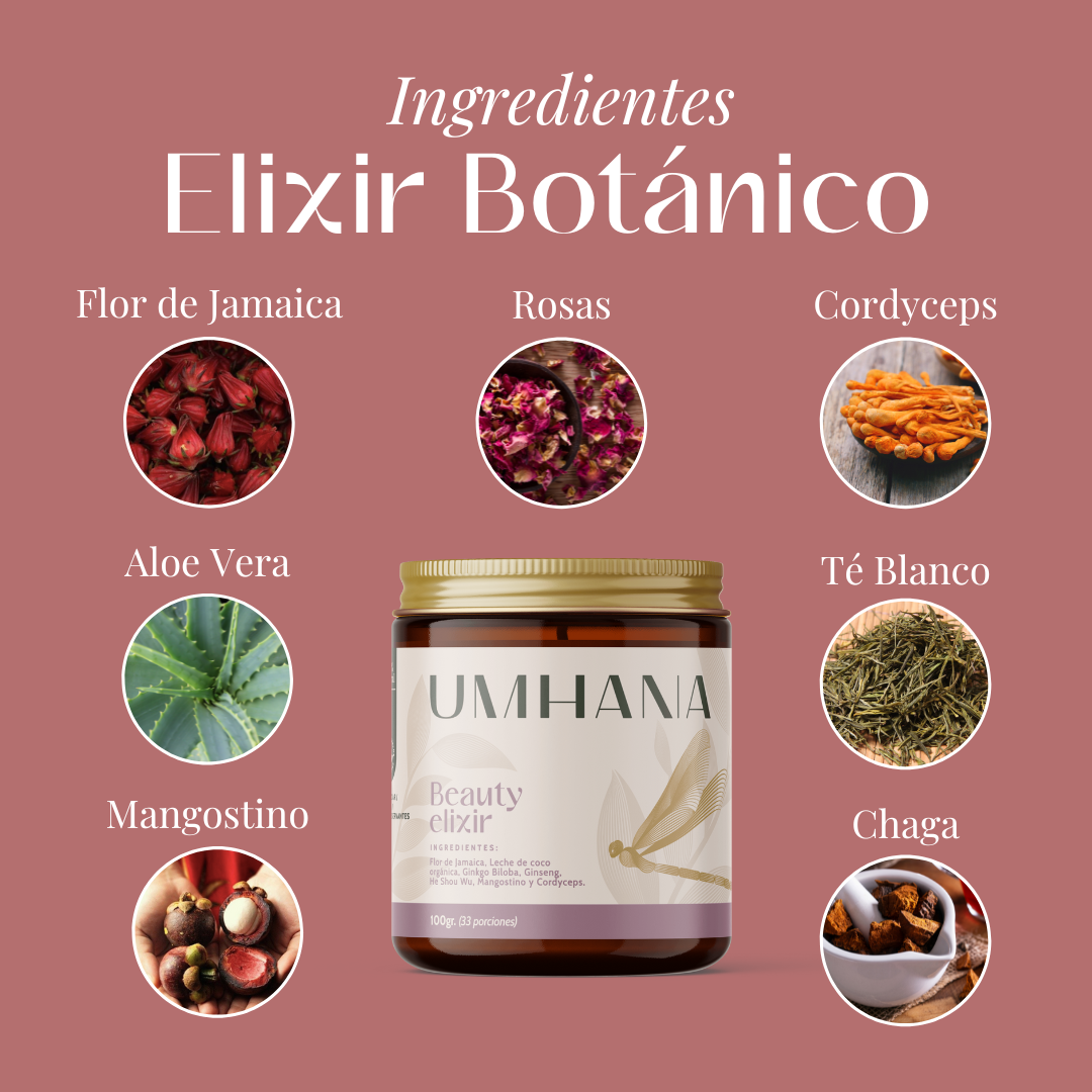 Elixir Botánico: Mezcla para estimular el colágeno en la piel UMHANA | Mezclas a base de Plantas & Adaptógenos
